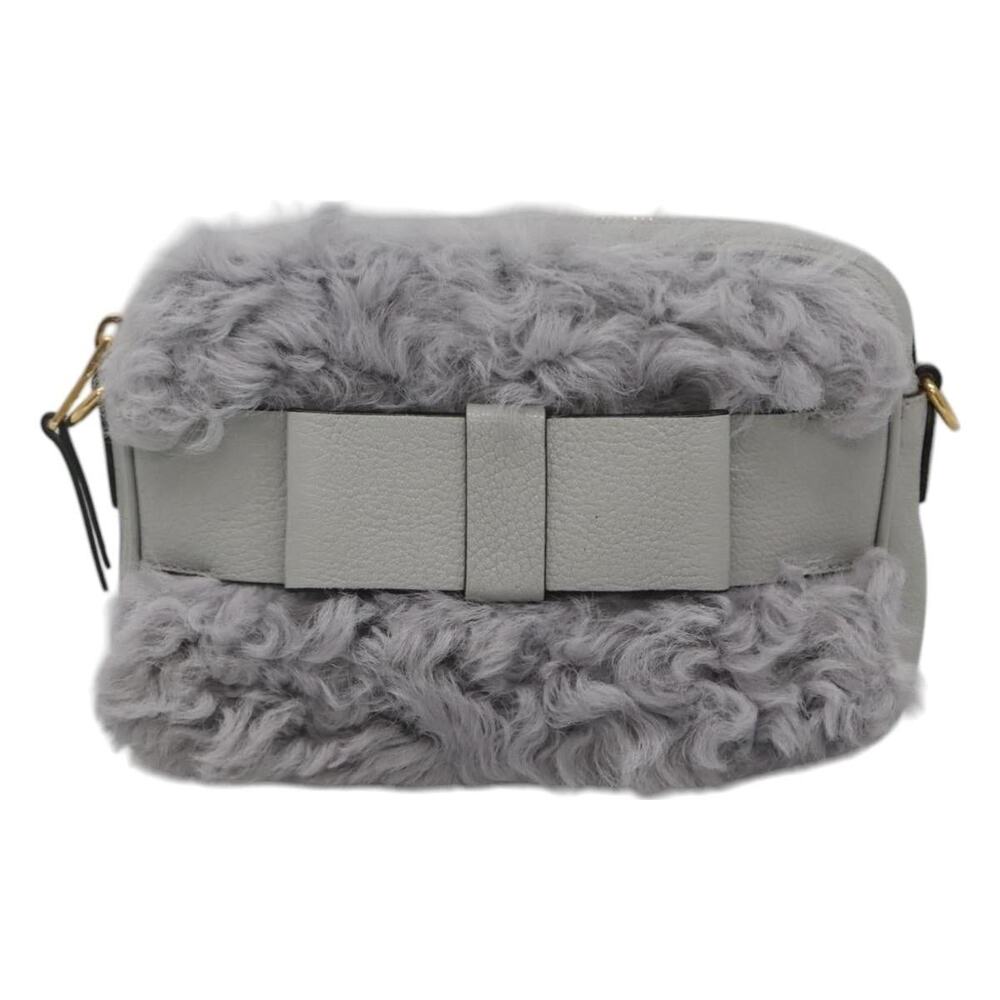 Miu Miu Leather Shoulder Bag Gray